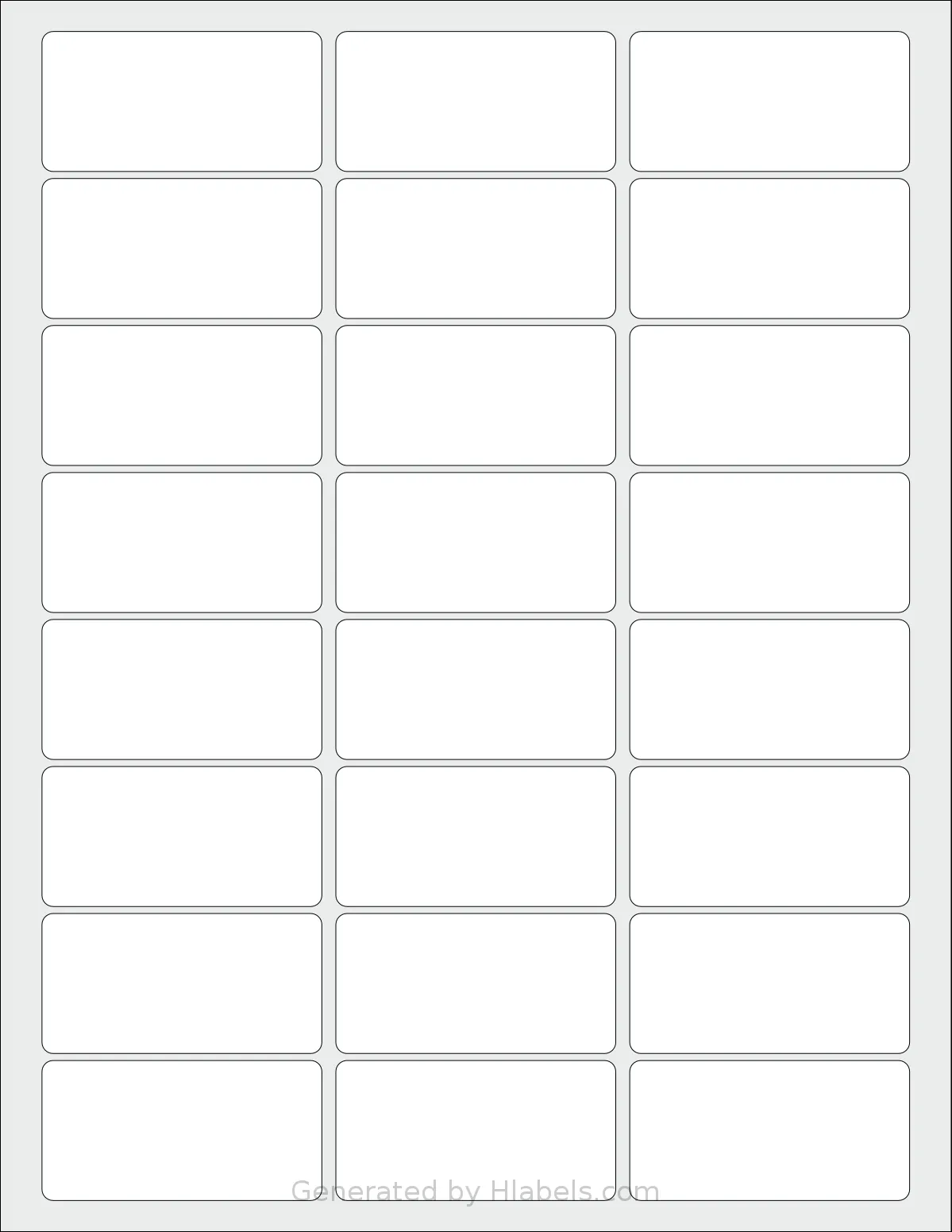 Labelsbythesheet® 4253 template with 24 rectangular 2.5 x 1.25 inch labels per sheet, on Letter-size adhesive blank label sheets.