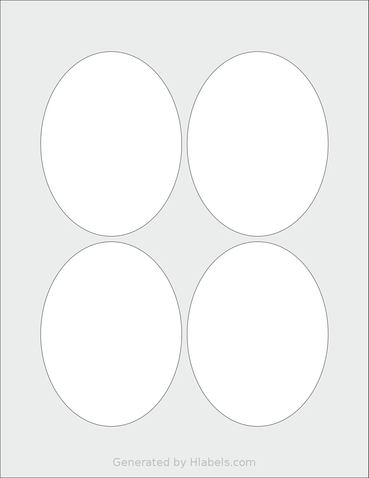 Labelsbythesheet® 5134 template with 4 oval 3.25 x 4.25 inch labels per sheet, on Letter-size adhesive blank label sheets.