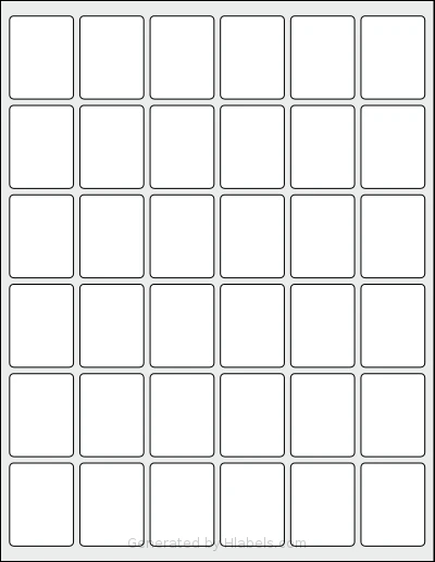 Labelsbythesheet® 5173 template with 36 rectangular 1.25 x 1.625 inch labels per sheet, on Letter-size adhesive blank label sheets.