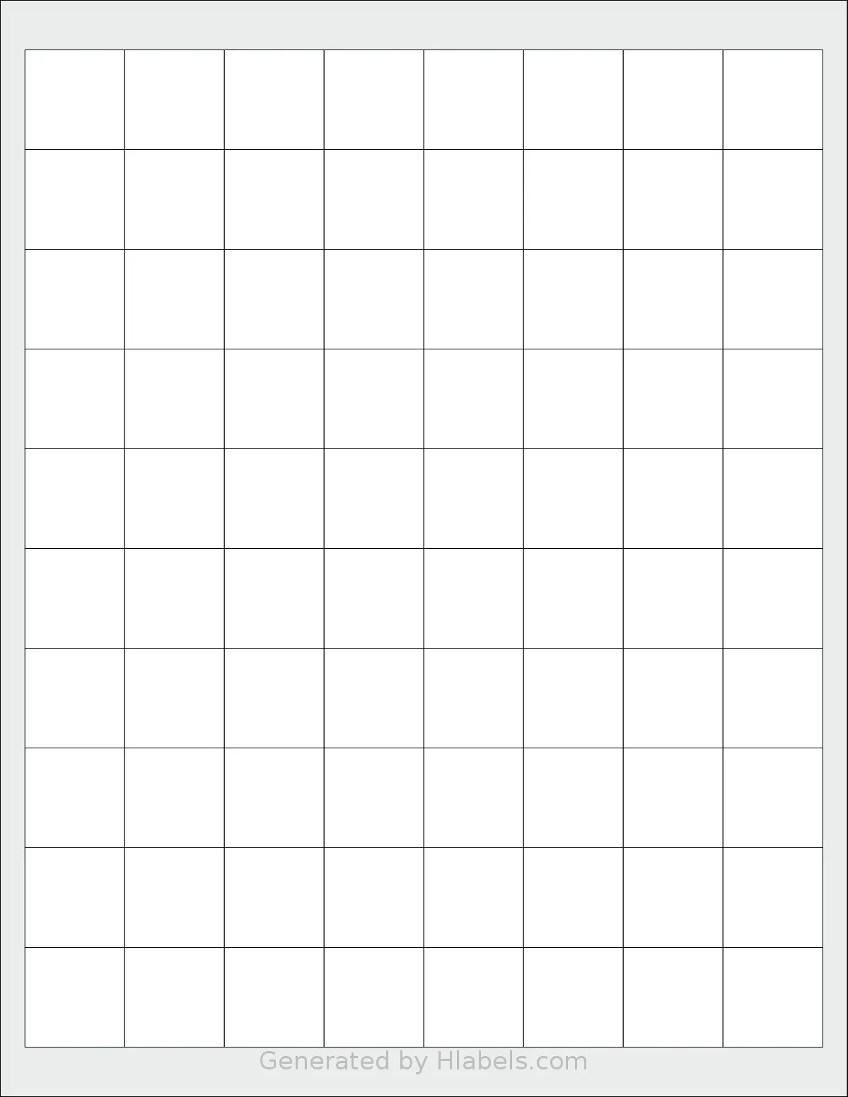 Labelsbythesheet® 5293 template with 80 square 1 x 1 inch labels per sheet, on Letter-size adhesive blank label sheets.