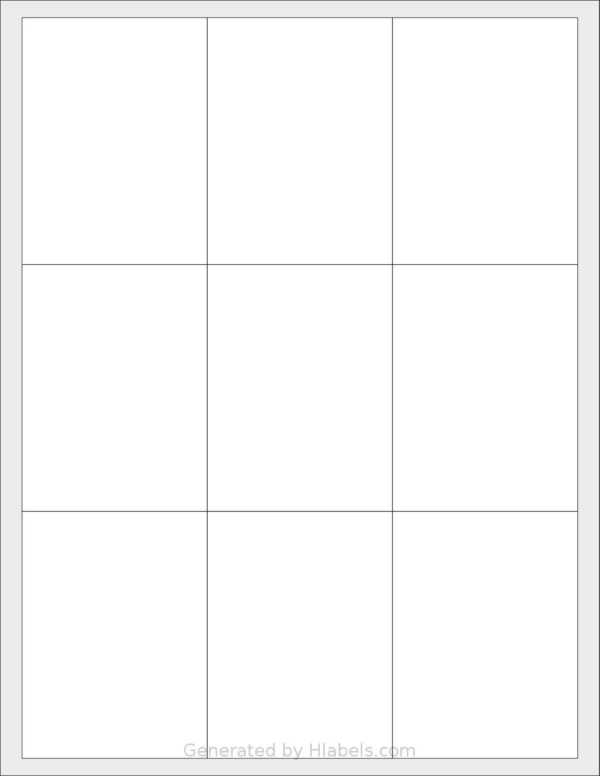 Labelsbythesheet® 5991 template with 9 rectangular 2.625 x 3.5 inch labels per sheet, on Letter-size adhesive blank label sheets.