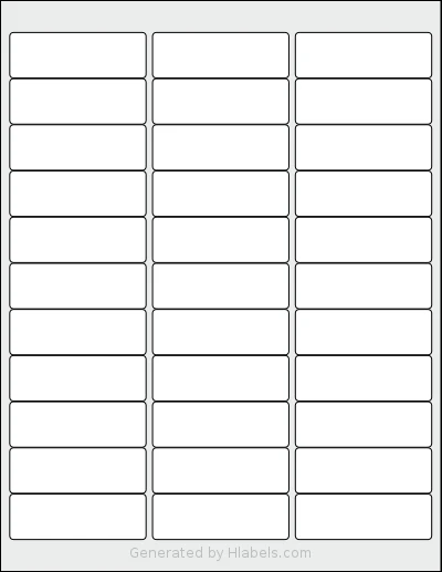 Labelsbythesheet® 7073 template with 33 rectangular 2.625 x 0.875 inch labels per sheet, on Letter-size adhesive blank label sheets.
