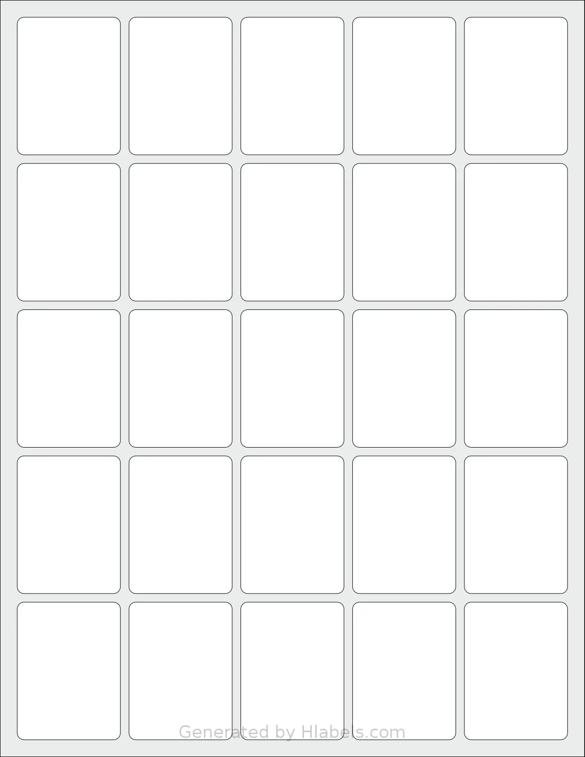 Labelsbythesheet® 7453 template with 25 rectangular 1.5 x 2 inch labels per sheet, on Letter-size adhesive blank label sheets.