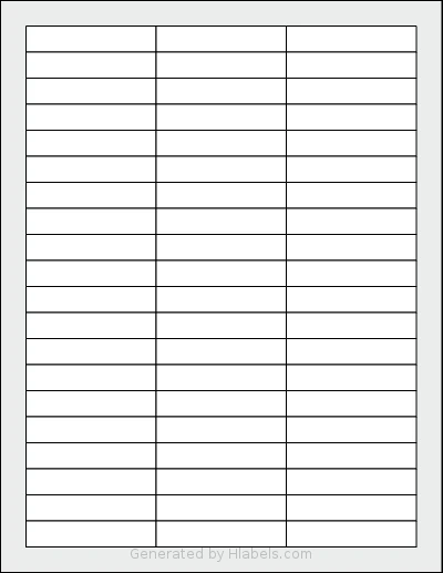 Labelsbythesheet® 8244 template with 60 rectangular 2.5 x 0.5 inch labels per sheet, on Letter-size adhesive blank label sheets.