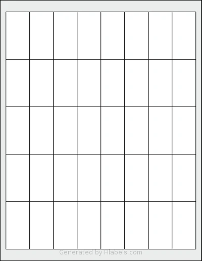 Labelsbythesheet® 8373 template with 40 rectangular 1 x 2 inch labels per sheet, on Letter-size adhesive blank label sheets.