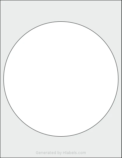 Labelsbythesheet® 8414 template with 1 circle labels per sheet, each 8 inch in diameter, on Letter-size adhesive blank label sheets.