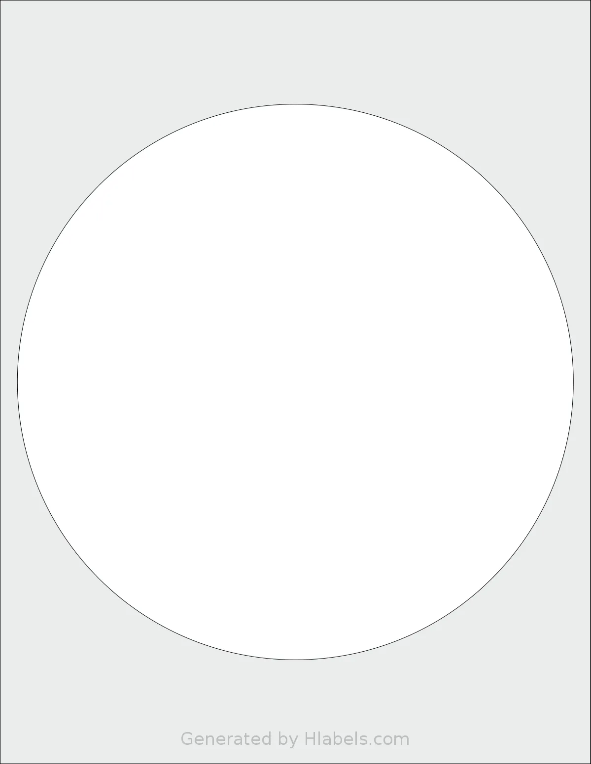 Labelsbythesheet® 8414 template with 1 circle labels per sheet, each 8 inch in diameter, on Letter-size adhesive blank label sheets.