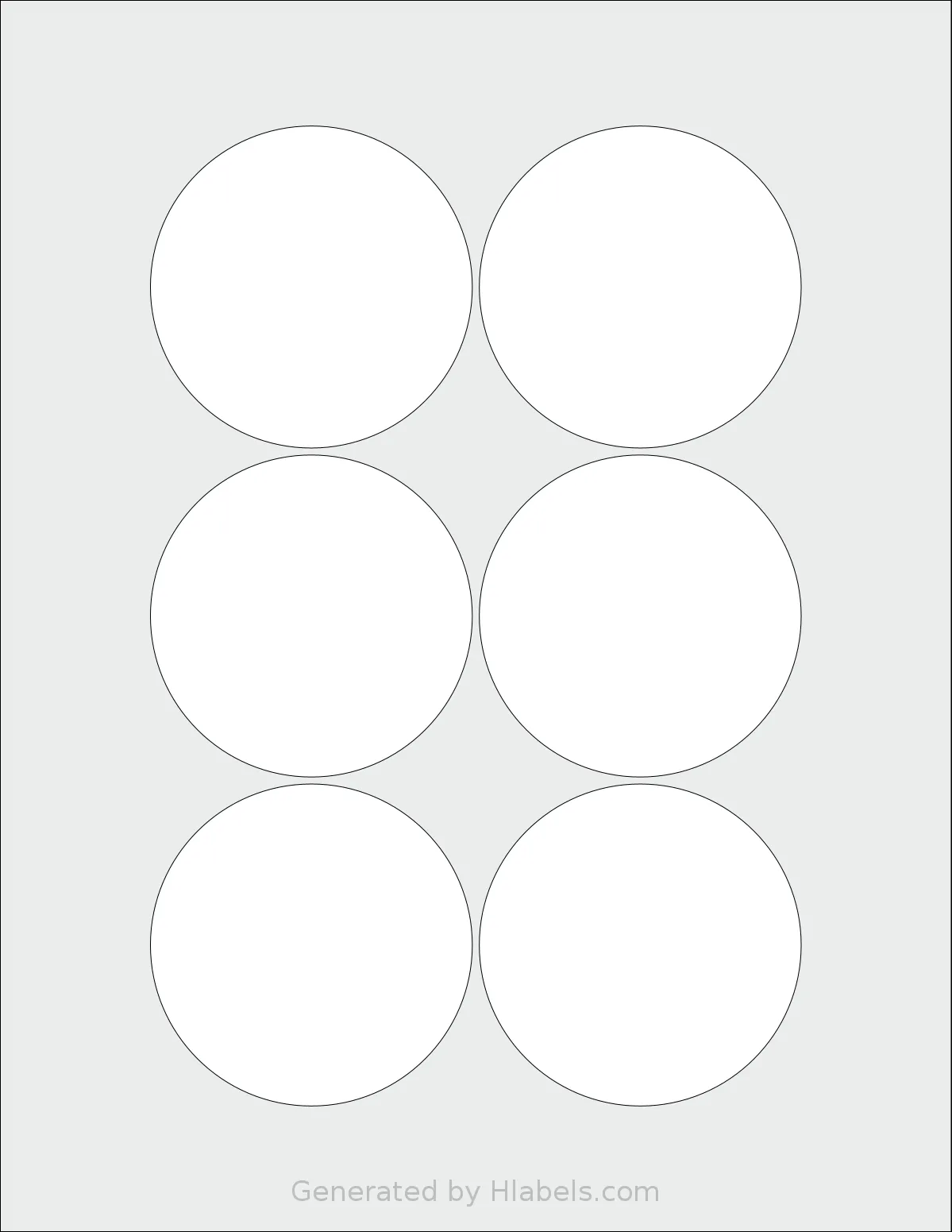 Labelsbythesheet® 8714 template with 6 circle labels per sheet, each 2.875 inch in diameter, on Letter-size adhesive blank label sheets.