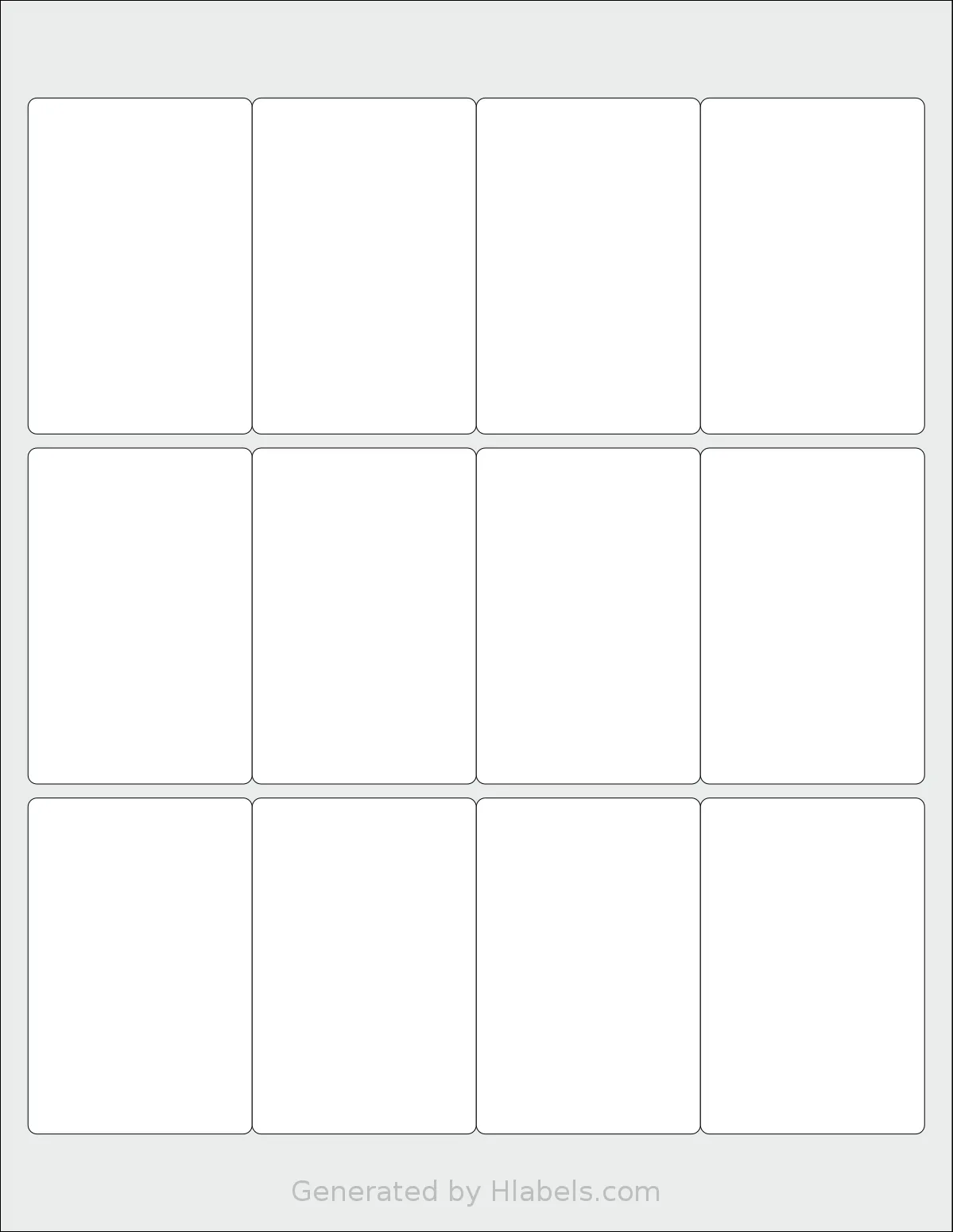 Labelsbythesheet® 9303 template with 12 rectangular 2 x 3 inch labels per sheet, on Letter-size adhesive blank label sheets.