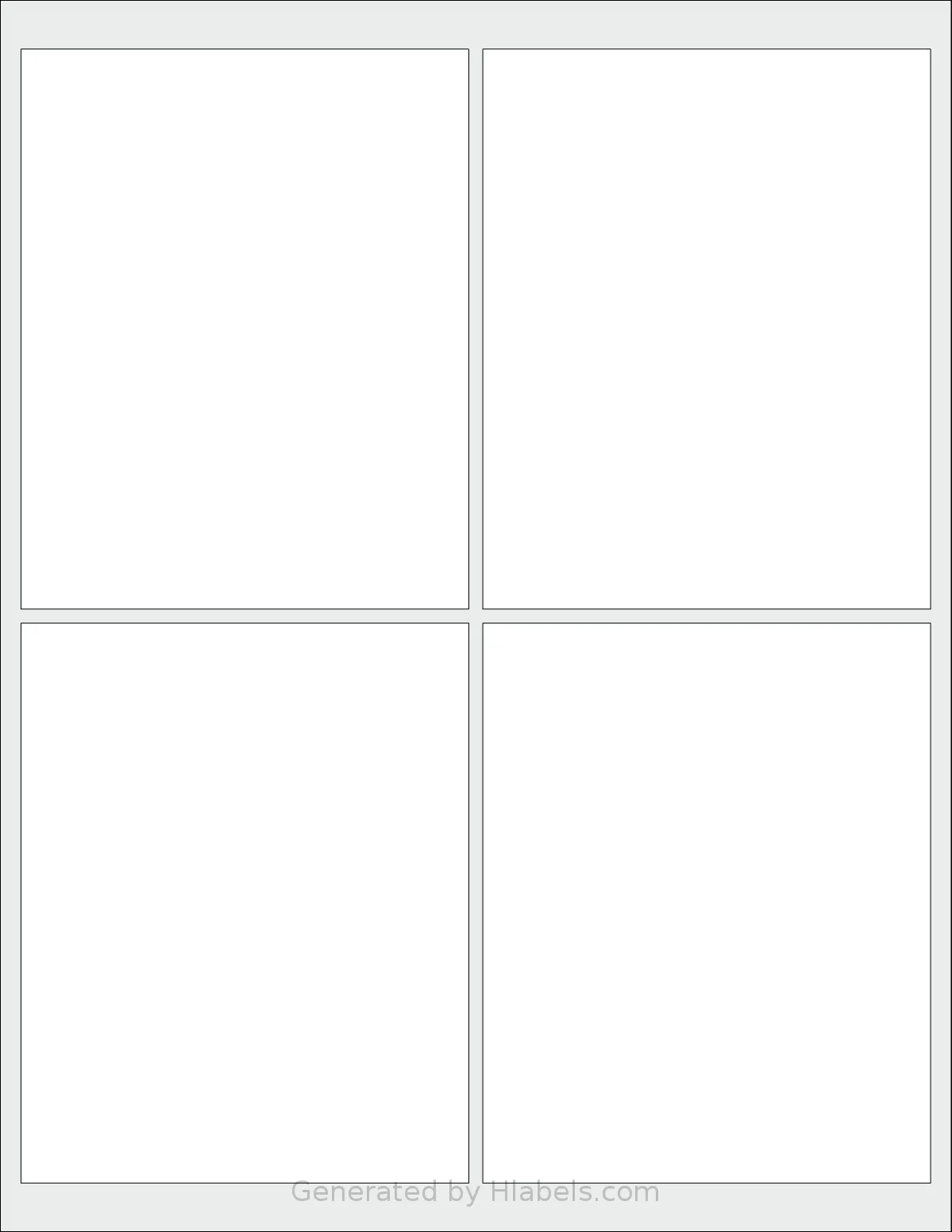 Labelsbythesheet® 9341 template with 4 rectangular 4 x 5 inch labels per sheet, on Letter-size adhesive blank label sheets.