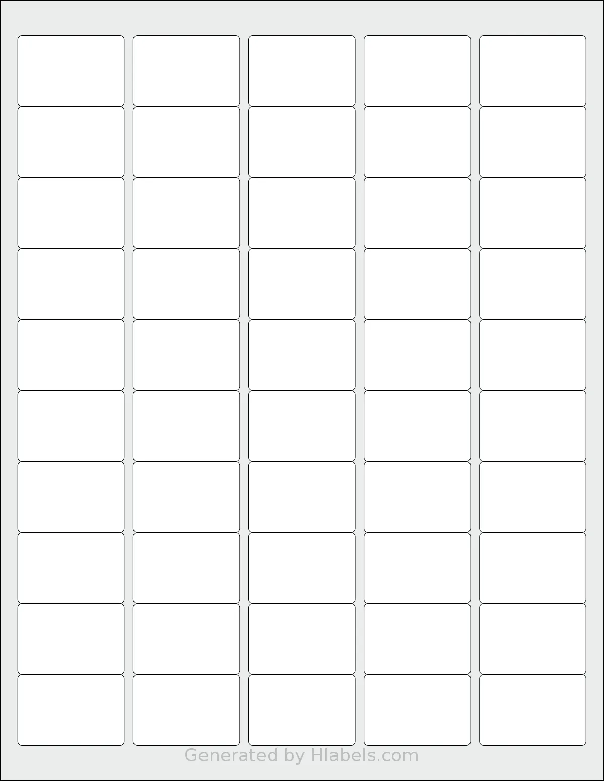 Labelsbythesheet® 9583 template with 50 rectangular 1.5 x 1 inch labels per sheet, on Letter-size adhesive blank label sheets.