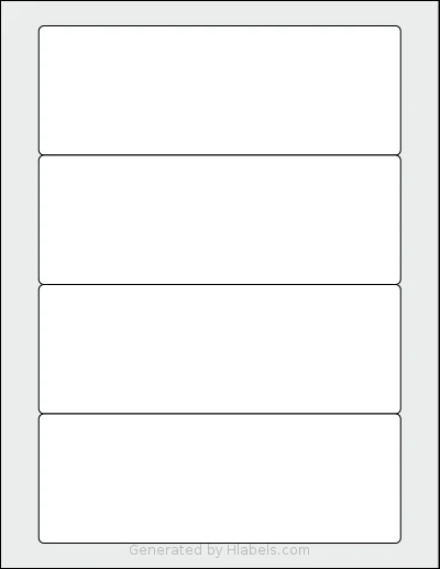 Labelsbythesheet® 9731 Template Labelsbythesheet® 9731 template with 4 rectangular 7 x 2.5 inch labels per sheet, on Letter-size adhesive blank label sheets.