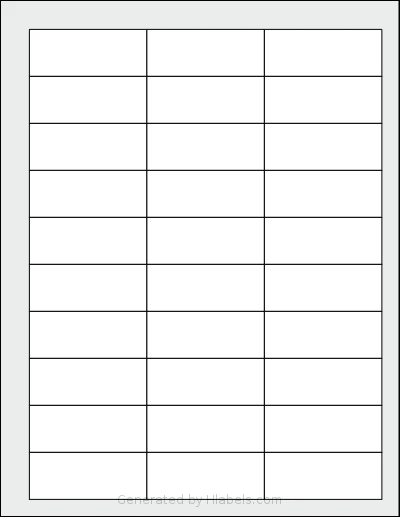 Labelsbythesheet® 9953 template with 30 rectangular 2.5 x 1 inch labels per sheet, on Letter-size adhesive blank label sheets.
