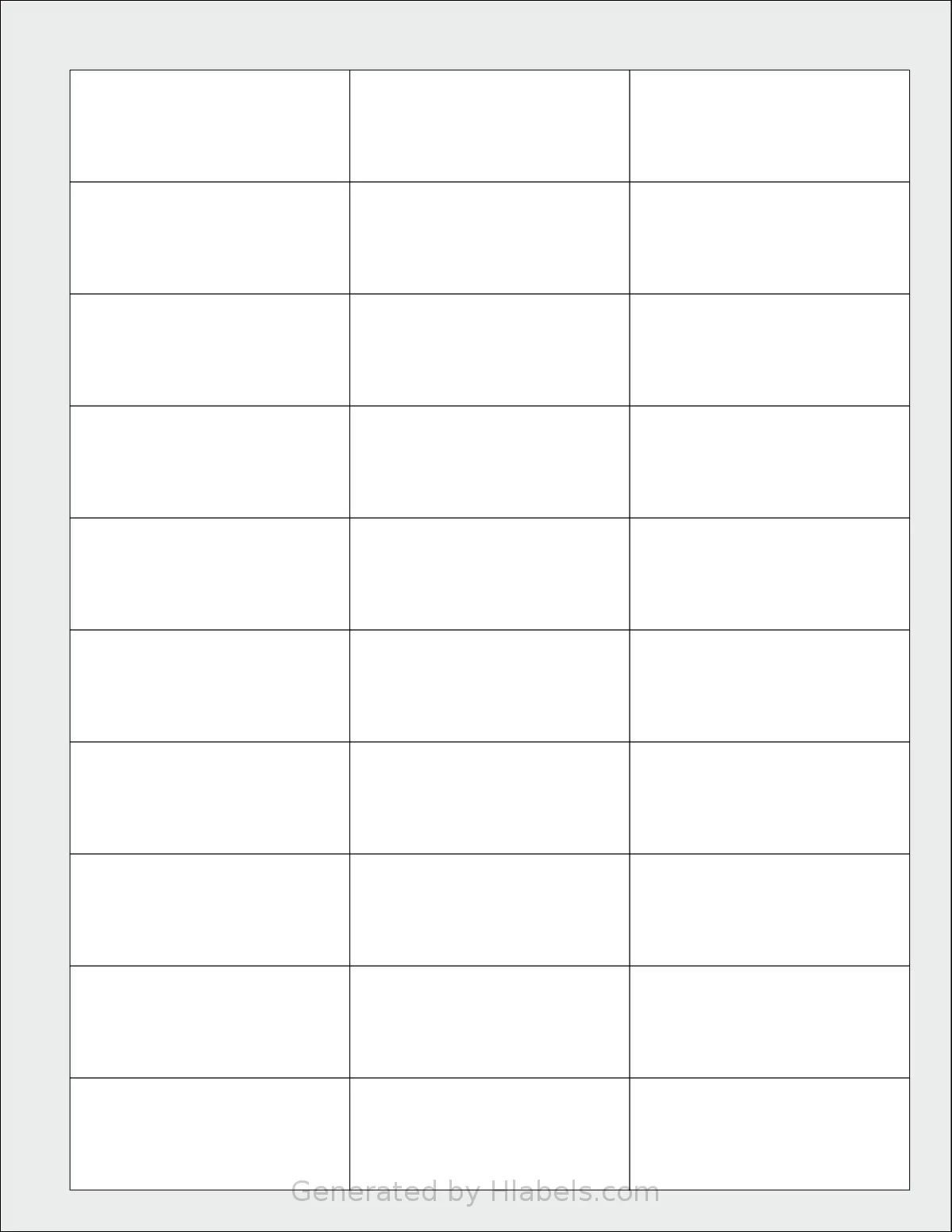 Labelsbythesheet® 9953 template with 30 rectangular 2.5 x 1 inch labels per sheet, on Letter-size adhesive blank label sheets.