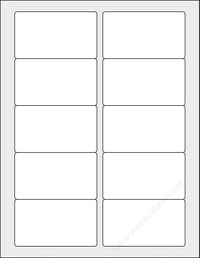 LaserInkjetLabels® 3520RC-BK template with 10 rectangular 3.5 x 2 inch labels per sheet, on Letter-size adhesive blank label sheets.