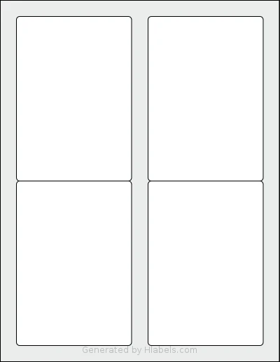 LaserInkjetLabels® 3550 template with 4 rectangular 3.5 x 5 inch labels per sheet, on Letter-size adhesive blank label sheets.