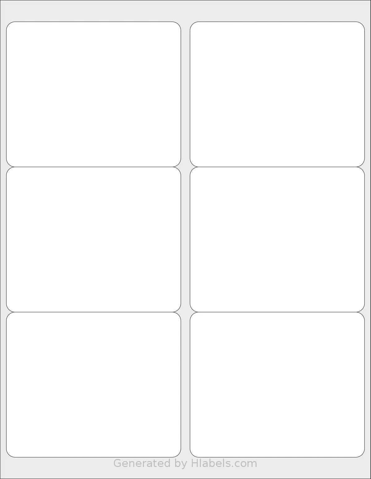 MacoLabels® ML-0600 template with 6 rectangular 4 x 3.3333 inch labels per sheet, on Letter-size adhesive blank label sheets.