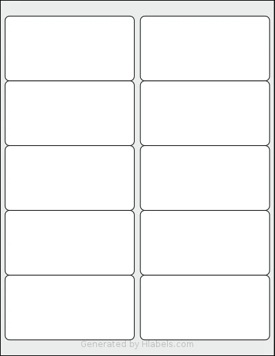 MacoLabels® ML-1025 template with 10 rectangular 4 x 2 inch labels per sheet, on Letter-size adhesive blank label sheets.