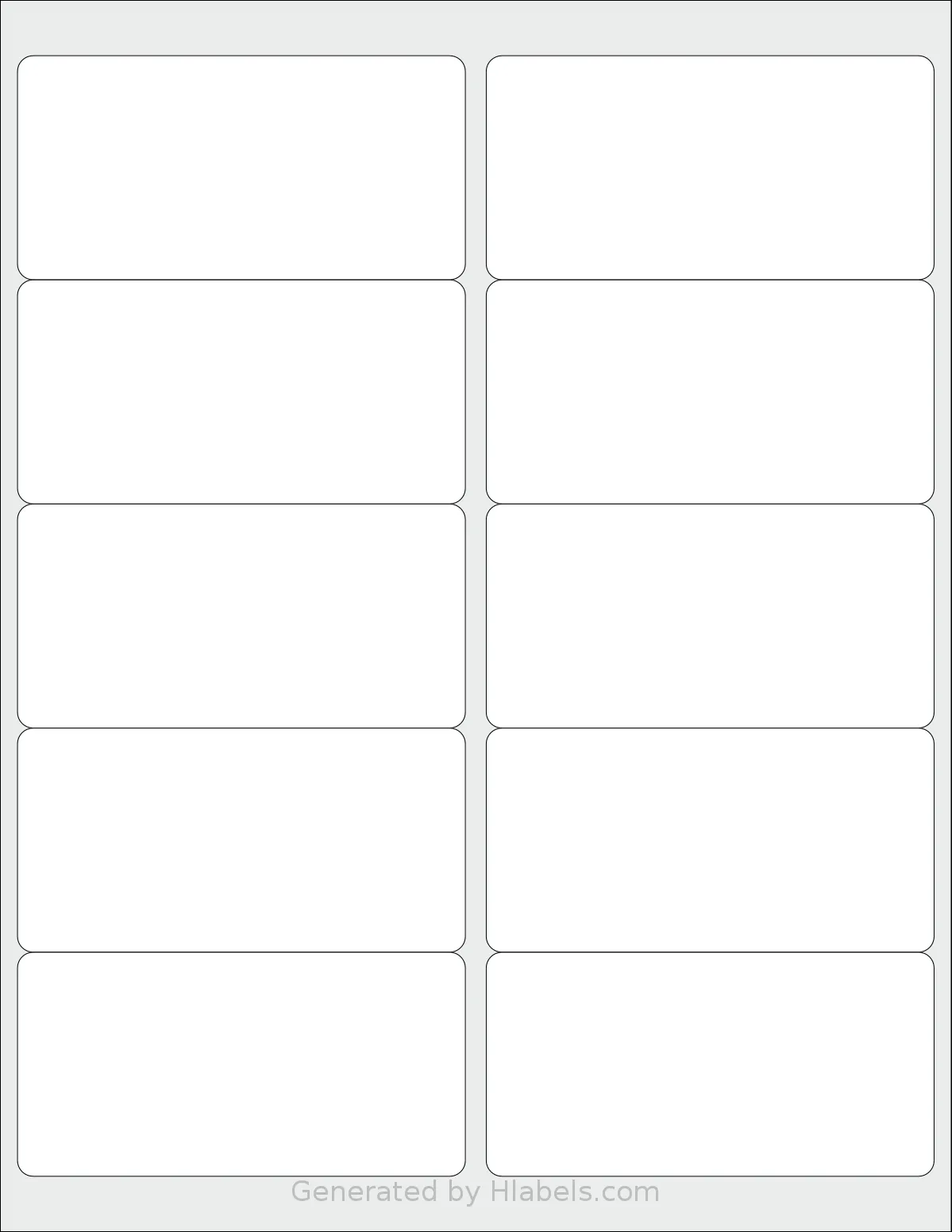 MacoLabels® ML-1025 template with 10 rectangular 4 x 2 inch labels per sheet, on Letter-size adhesive blank label sheets.