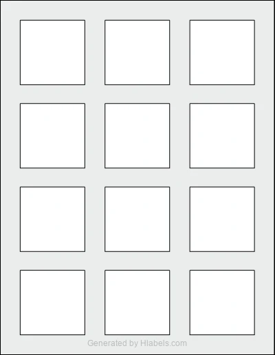 MaxGear® Template-22806 Template MaxGear® Template-22806 template with 12 square 2 x 2 inch labels per sheet, on Letter-size adhesive blank label sheets.