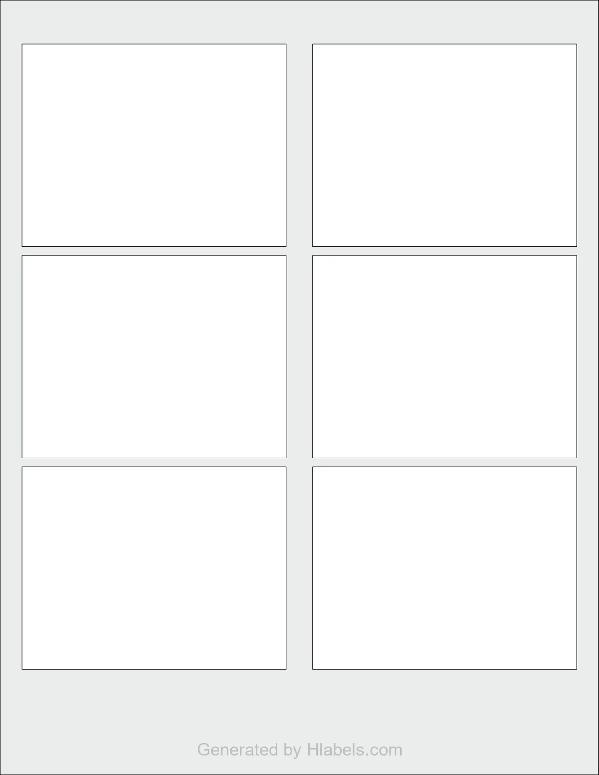 MaxGear® Template-5011 template with 6 rectangular 3.75 x 2.875 inch labels per sheet, on Letter-size adhesive blank label sheets.