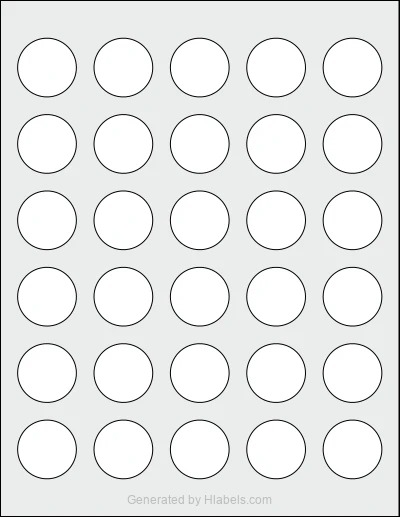 MaxGear® Template-94505 Template MaxGear® Template-94505 template with 30 circle labels per sheet, each 1.25 inch in diameter, on Letter-size adhesive blank label sheets.