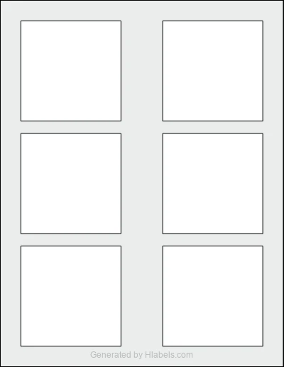 MaxGear® Template-97199 Template MaxGear® Template-97199 template with 6 square 3 x 3 inch labels per sheet, on Letter-size adhesive blank label sheets.