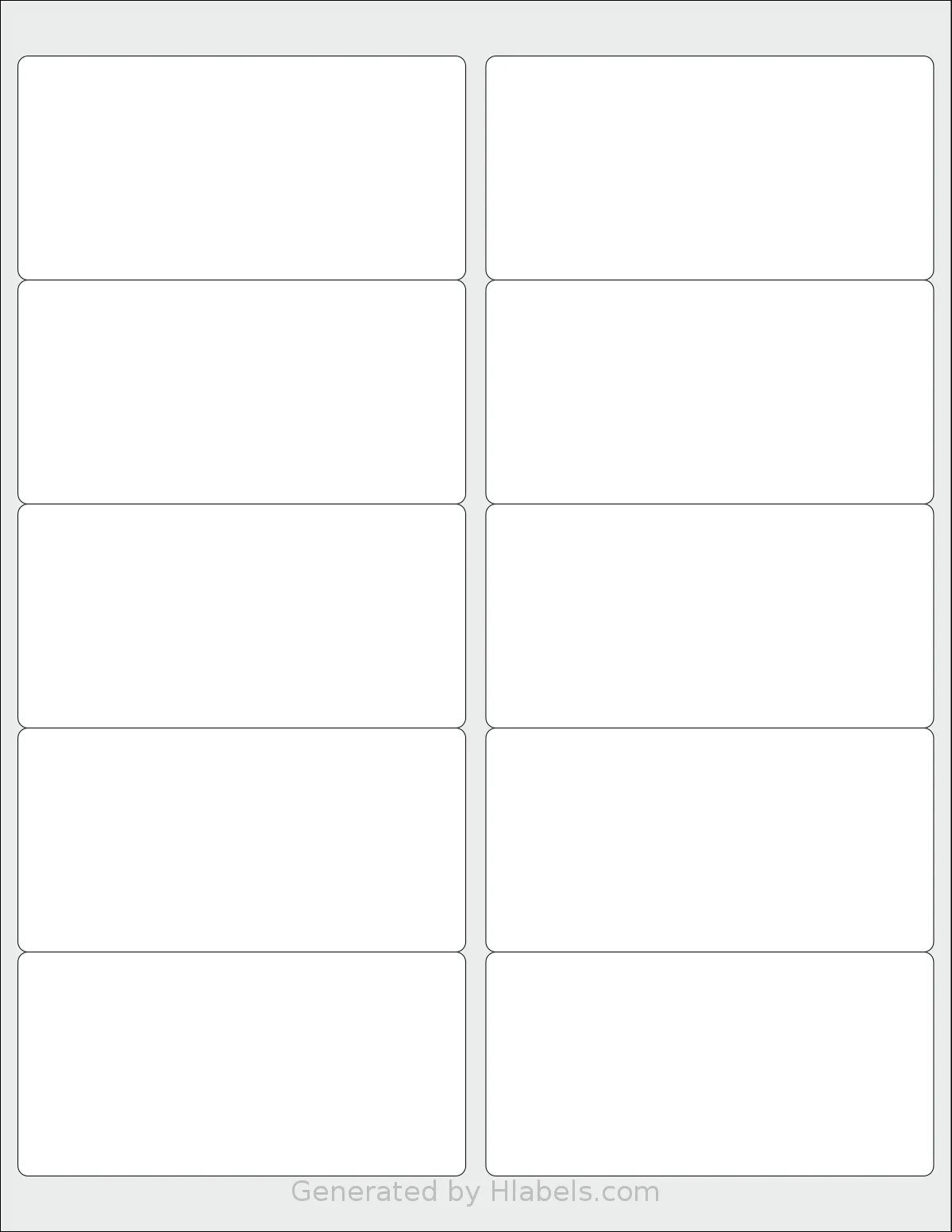 Methdic® 10-UP template with 10 rectangular 4 x 2 inch labels per sheet, on Letter-size adhesive blank label sheets.
