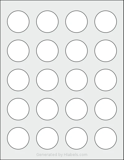 Methdic® 8293 Template Methdic® 8293 template with 20 circle labels per sheet, each 1.5 inch in diameter, on Letter-size adhesive blank label sheets.