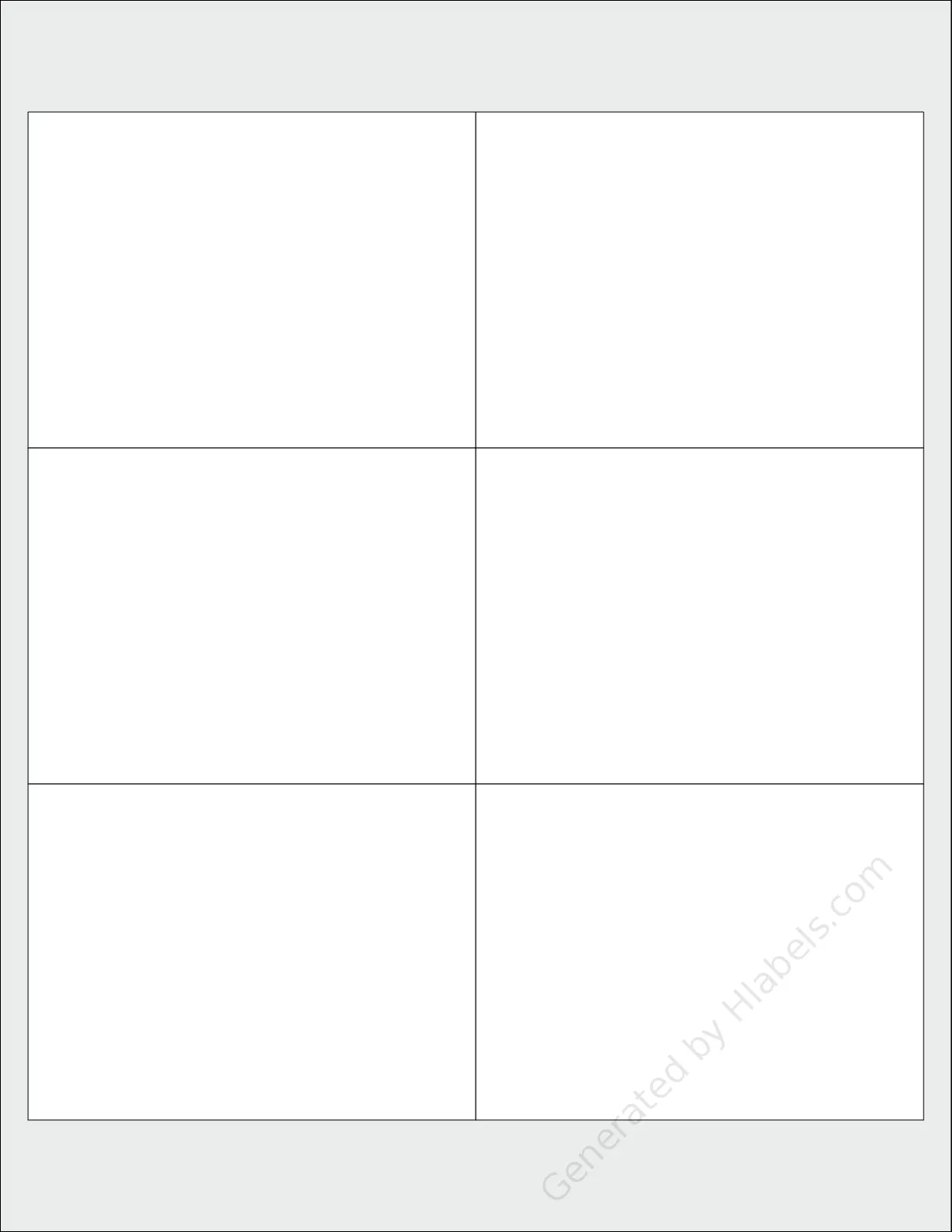 Mifflin® 6 template with 6 rectangular 4 x 3 inch labels per sheet, on Letter-size adhesive blank label sheets.