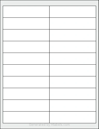 MrLabel® MR309 template with 20 rectangular 4 x 1 inch labels per sheet, on Letter-size adhesive blank label sheets.