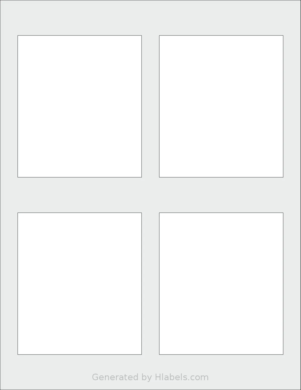 MrLabel® MR311 template with 4 rectangular 3.5 x 4 inch labels per sheet, on Letter-size adhesive blank label sheets.