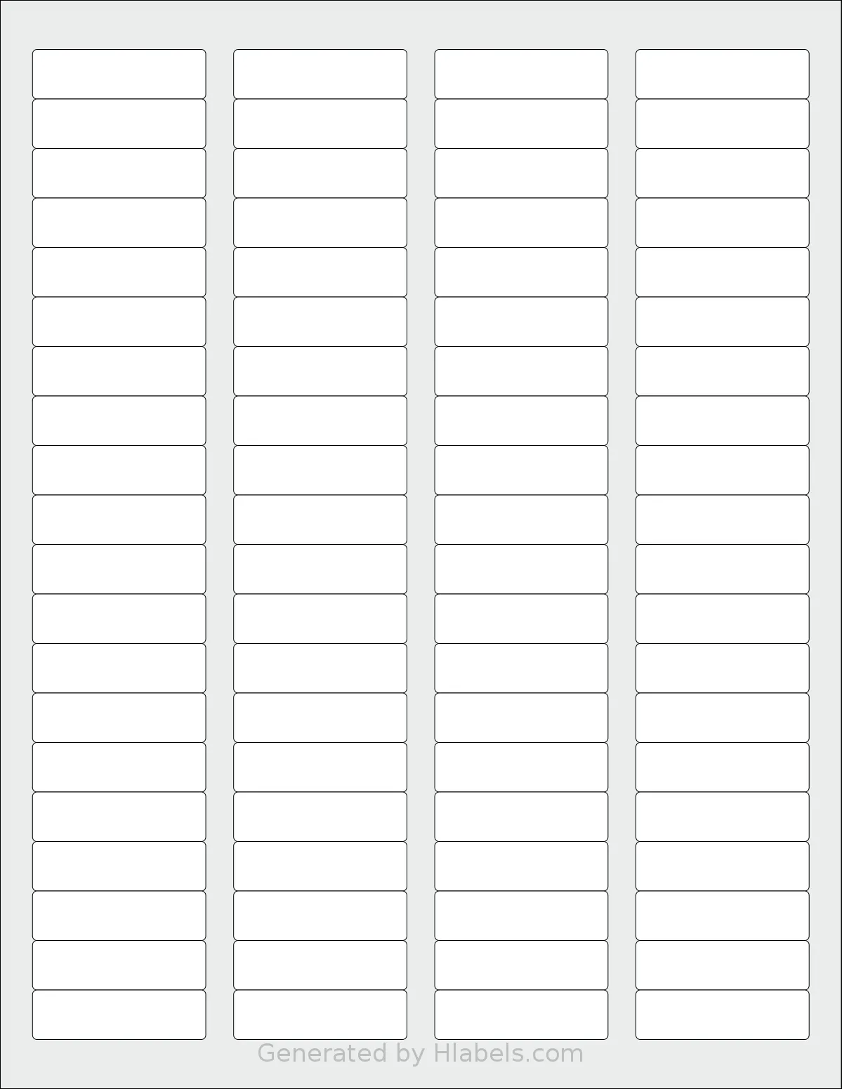 MrLabel® MR670 template with 80 rectangular 1.75 x 0.5 inch labels per sheet, on Letter-size adhesive blank label sheets.