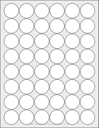 MrLabel® MR686 Template MrLabel® MR686 template with 48 circle labels per sheet, each 1.25 inch in diameter, on Letter-size adhesive blank label sheets.