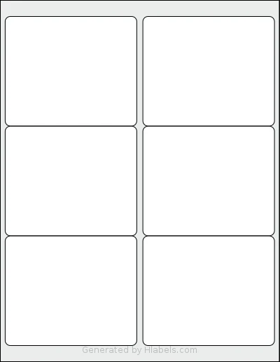 MrLabel® MR710 template with 6 rectangular 4 x 3.3299 inch labels per sheet, on Letter-size adhesive blank label sheets.