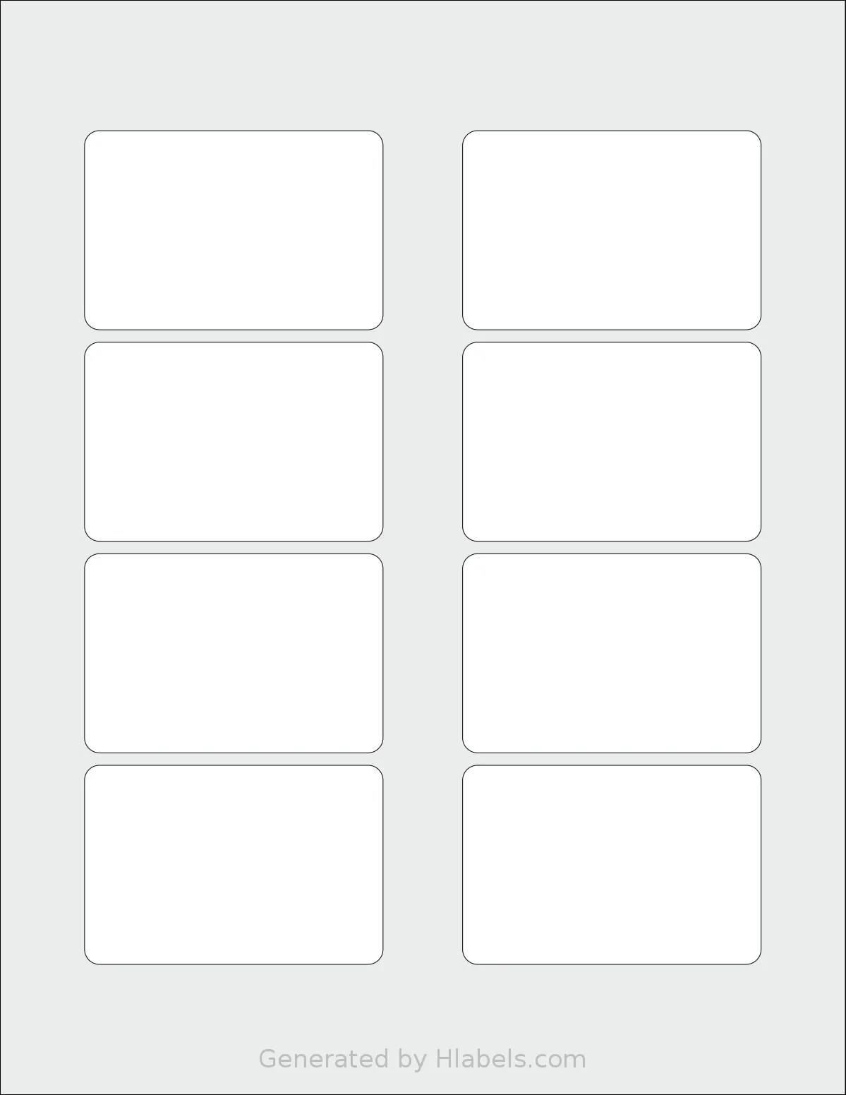 MrLabel® MR880 template with 8 rectangular 3 x 2 inch labels per sheet, on Letter-size adhesive blank label sheets.