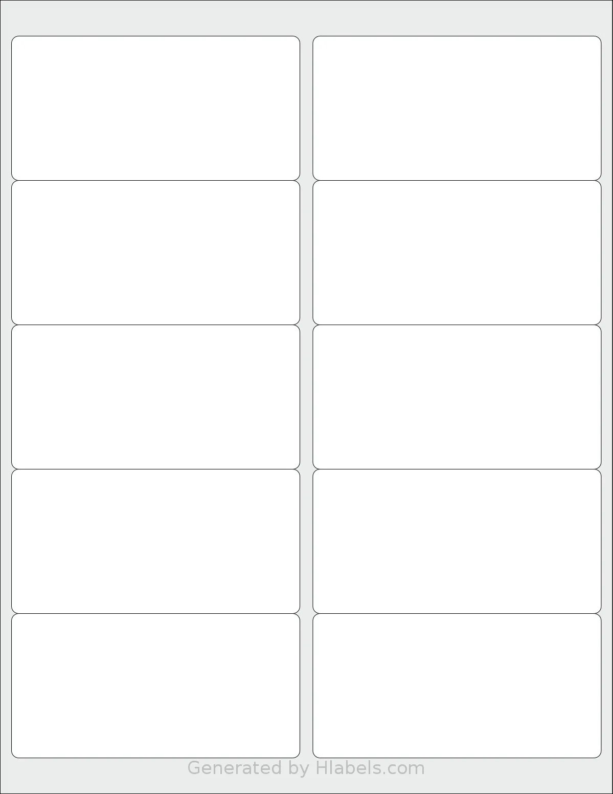 Nelko® APLT10 template with 10 rectangular 4 x 2 inch labels per sheet, on Letter-size adhesive blank label sheets.