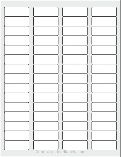 Nelko® APLT60 template with 60 rectangular 1.75 x 0.6666 inch labels per sheet, on Letter-size adhesive blank label sheets.