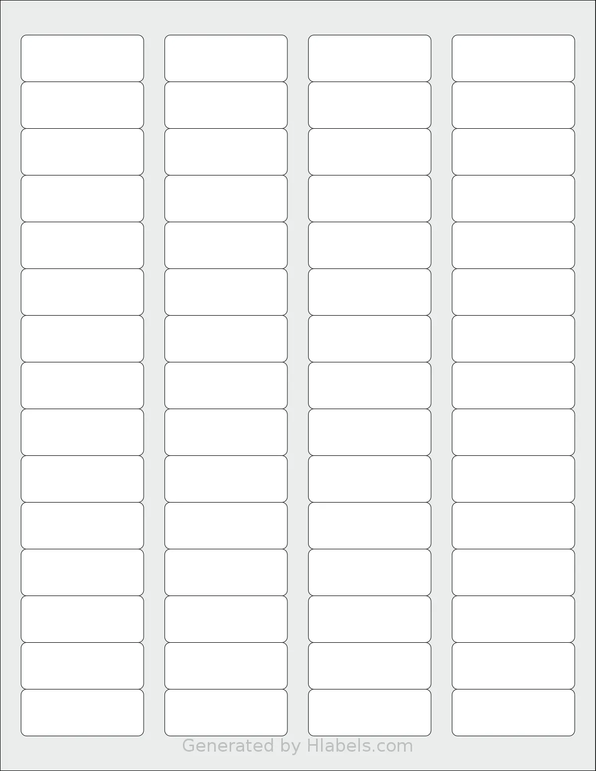 Nelko® APLT60 template with 60 rectangular 1.75 x 0.6666 inch labels per sheet, on Letter-size adhesive blank label sheets.