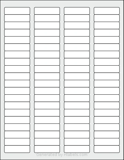 Nelko® APLT80 template with 80 rectangular 1.75 x 0.5 inch labels per sheet, on Letter-size adhesive blank label sheets.