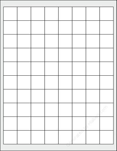 NextDayLabels® NDL-1131 template with 80 square 1 x 1 inch labels per sheet, on Letter-size adhesive blank label sheets.