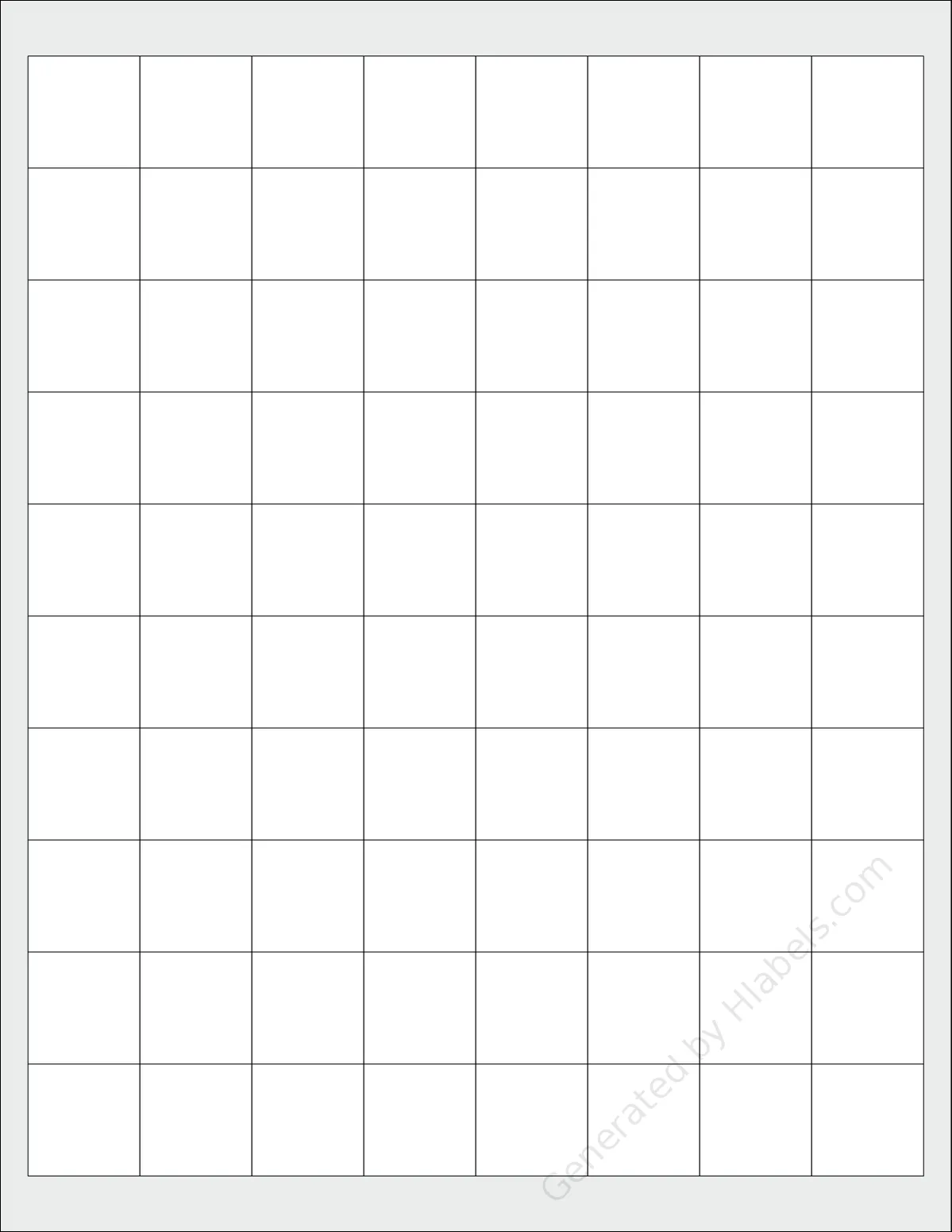 NextDayLabels® NDL-1131 template with 80 square 1 x 1 inch labels per sheet, on Letter-size adhesive blank label sheets.