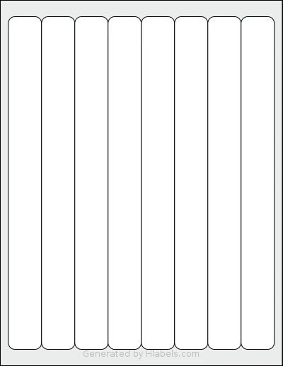 NextDayLabels® NDL-1154 template with 8 rectangular 1 x 10 inch labels per sheet, on Letter-size adhesive blank label sheets.