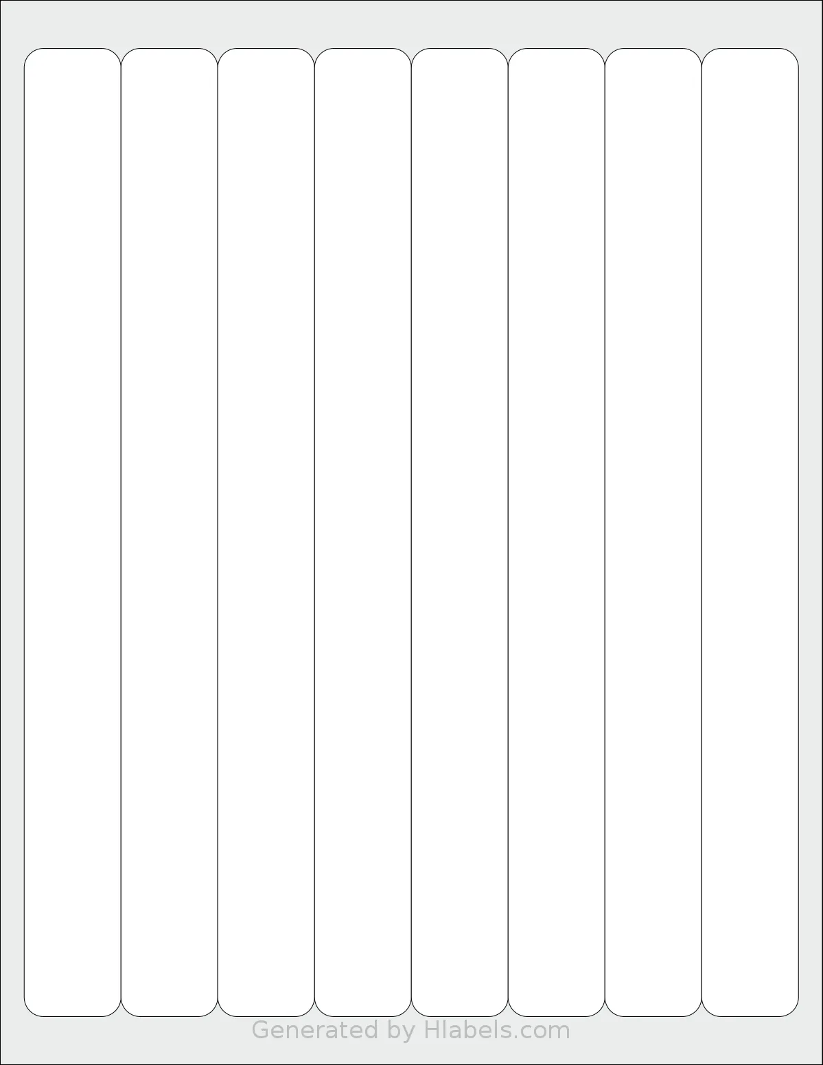 NextDayLabels® NDL-1154 template with 8 rectangular 1 x 10 inch labels per sheet, on Letter-size adhesive blank label sheets.