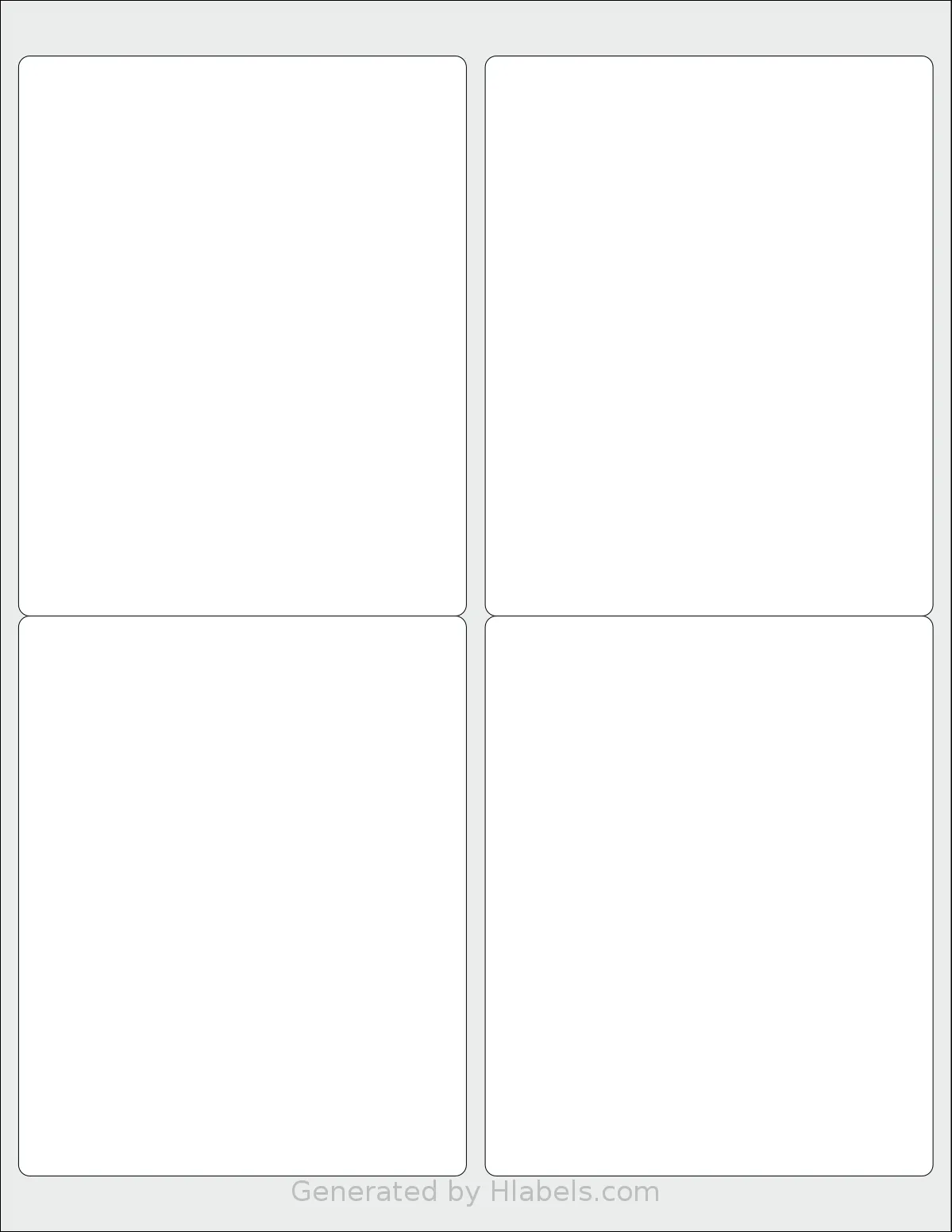 NextDayLabels® NDL-1223 template with 4 rectangular 4 x 5 inch labels per sheet, on Letter-size adhesive blank label sheets.