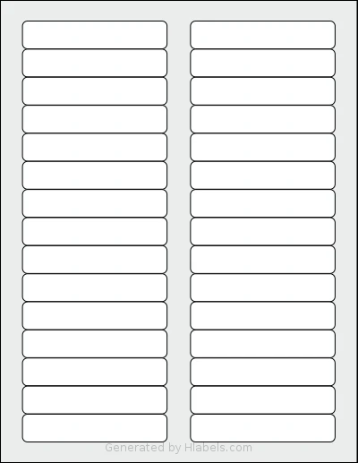 NextDayLabels® NDL-1227 template with 30 rectangular 3.437 x 0.66 inch labels per sheet, on Letter-size adhesive blank label sheets.
