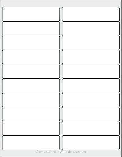 NextDayLabels® NDL-1232C Template NextDayLabels® NDL-1232C template with 20 rectangular 4 x 1 inch labels per sheet, on Letter-size adhesive blank label sheets.