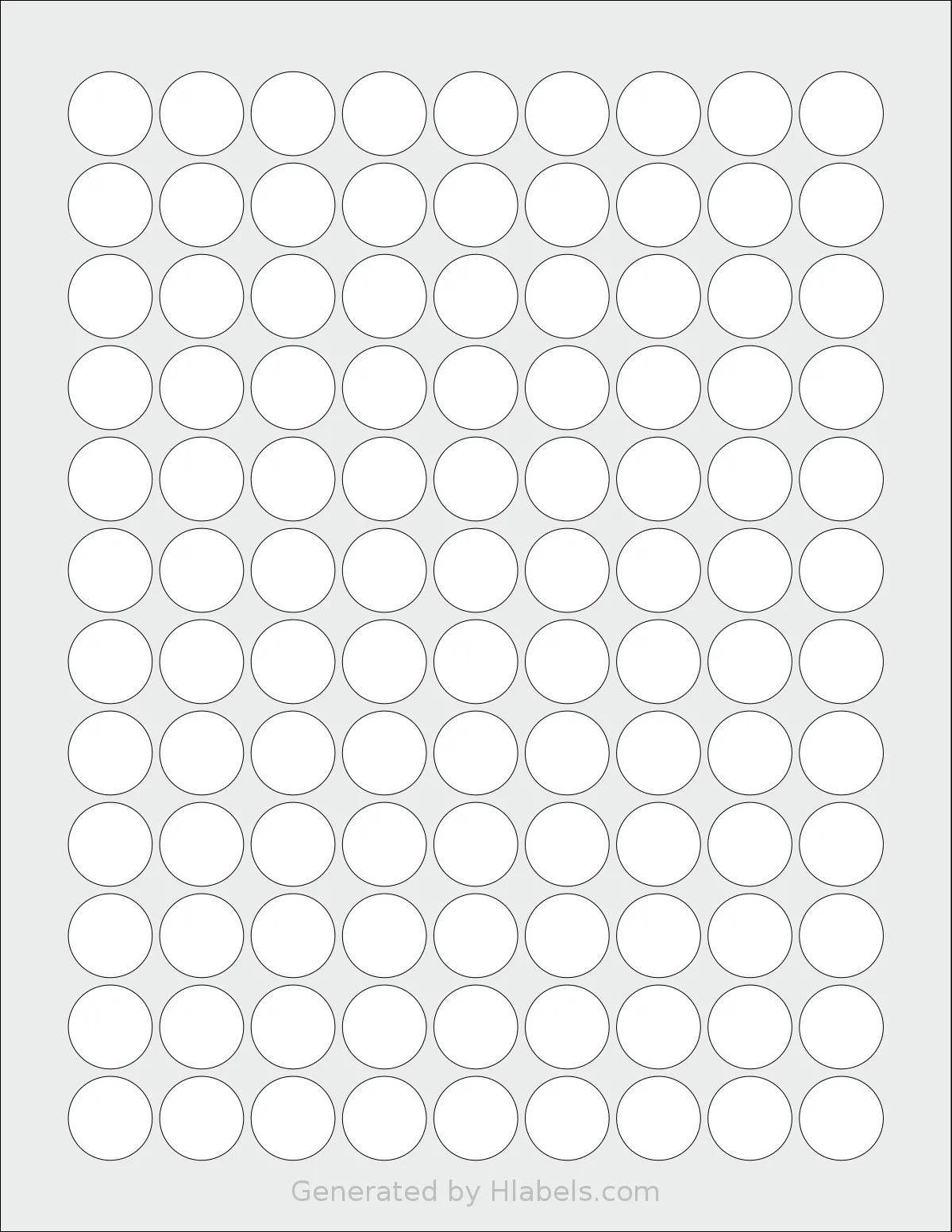 NextDayLabels® NDL-1237 template with 108 circle labels per sheet, each 0.75 inch in diameter, on Letter-size adhesive blank label sheets.