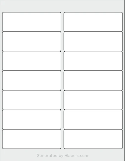 NextDayLabels® NDL-14R Template NextDayLabels® NDL-14R template with 14 rectangular 4 x 1.3333 inch labels per sheet, on Letter-size adhesive blank label sheets.