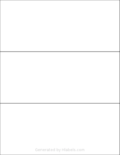 NextDayLabels® NDL-3UP template with 3 rectangular 8.5 x 3.67 inch labels per sheet, on Letter-size adhesive blank label sheets.